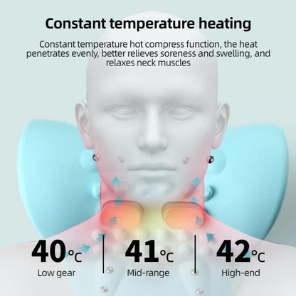 Intelligent Cervical Traction Pillow with Heat Compression & Magnetic Therapy - Red Light Therapy & EMS Pulse Dual-Angle Neck Massager