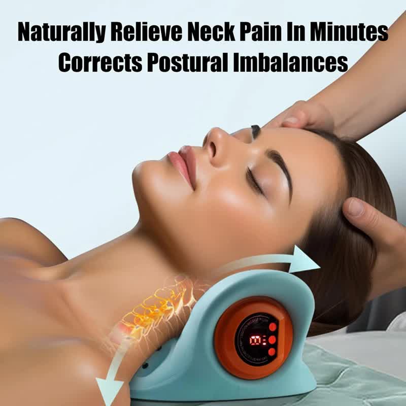 Intelligent Cervical Traction Pillow with Heat Compression & Magnetic Therapy - Red Light Therapy & EMS Pulse Dual-Angle Neck Massager