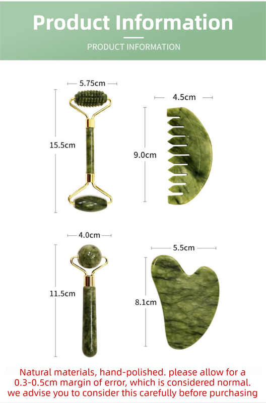 4-in-1 Natural Xiuyan Jade Facial Roller and Gua Sha Set for Face and Body Massage