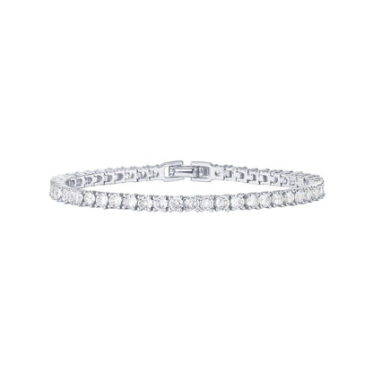 Silver 4.0mm Iced-Out Zirconia Tennis Bracelet with Secure Clasp - Classic Luxury Rhinestone Tennis Chain for Men & Women (8 Inches)