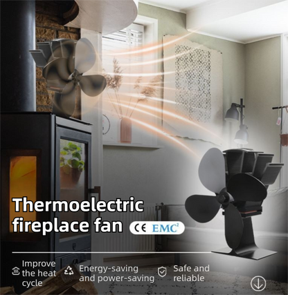 Mini Heat-Powered Fireplace Fan - Eco-Friendly and Self-Powered Silent Thermal Air Circulation Fan for Home Heating (No Electricity)