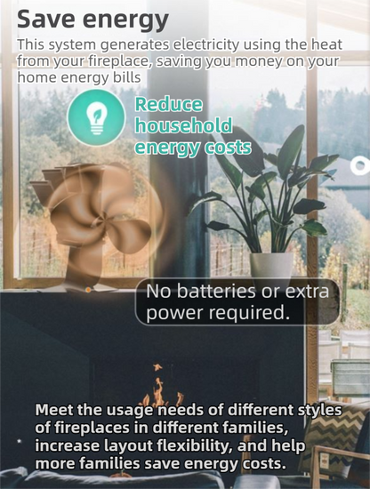 Mini Heat-Powered Fireplace Fan - Eco-Friendly and Self-Powered Silent Thermal Air Circulation Fan for Home Heating (No Electricity)