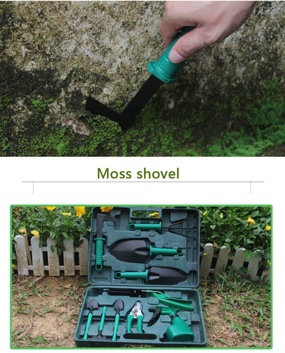 10-Piece Green Professional Garden Tool Set with Carrying Case - Ergonomic Gardening Kit for Digging, Weeding & Pruning