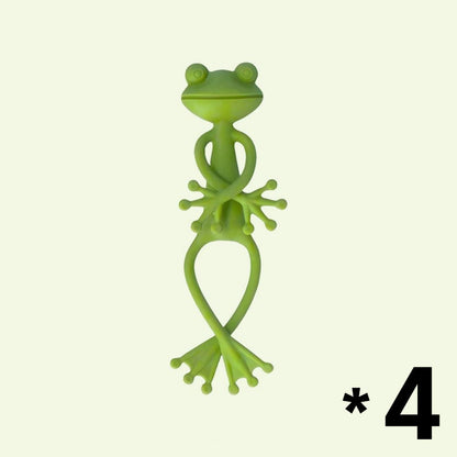 4-Pack Flexible Frog Plant Ties & Multifunctional Organizers - Reusable Weather-Proof Garden Twists and Whimsical Support Hooks