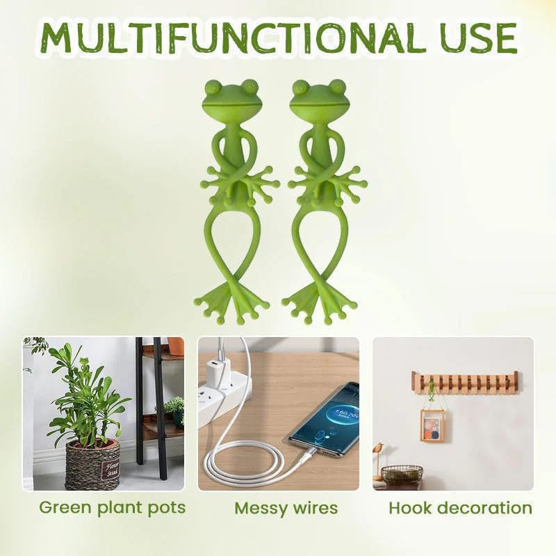 5-Pack Flexible Frog Plant Ties & Multifunctional Organizers - Reusable Weather-Proof Garden Twists and Whimsical Support Hooks