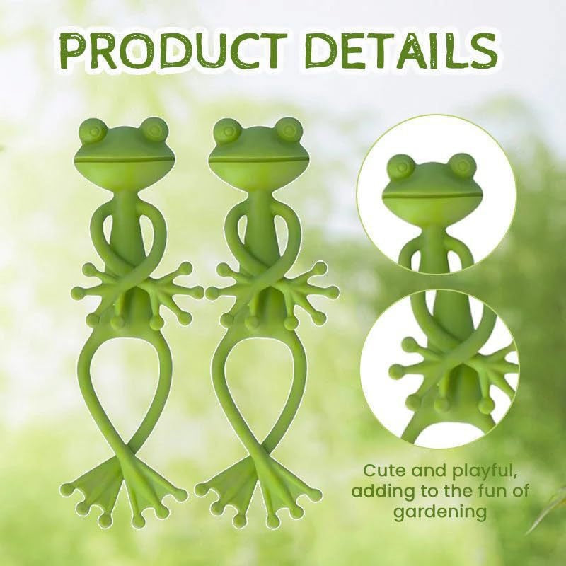 5-Pack Flexible Frog Plant Ties & Multifunctional Organizers - Reusable Weather-Proof Garden Twists and Whimsical Support Hooks