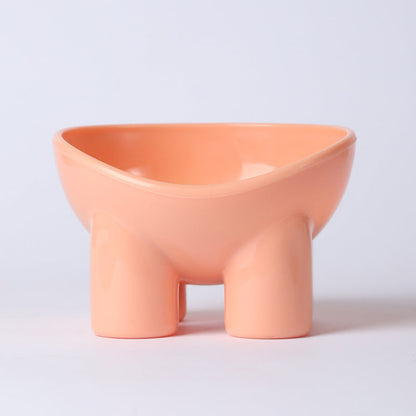 2-Pack Macaron Pink Elevated Pet Bowls with Anti-Tip 4-Leg Base - Ergonomic Tilted Neck Protection Cat Food & Water Bowls