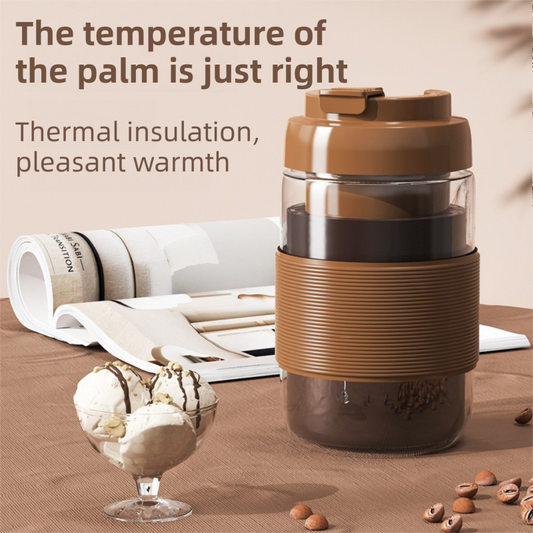 Portable Electric Coffee Bean Grinding Cup & Juicer with Safe Hidden Stainless Steel Blades - 420ML USB Rechargeable Travel Brewer