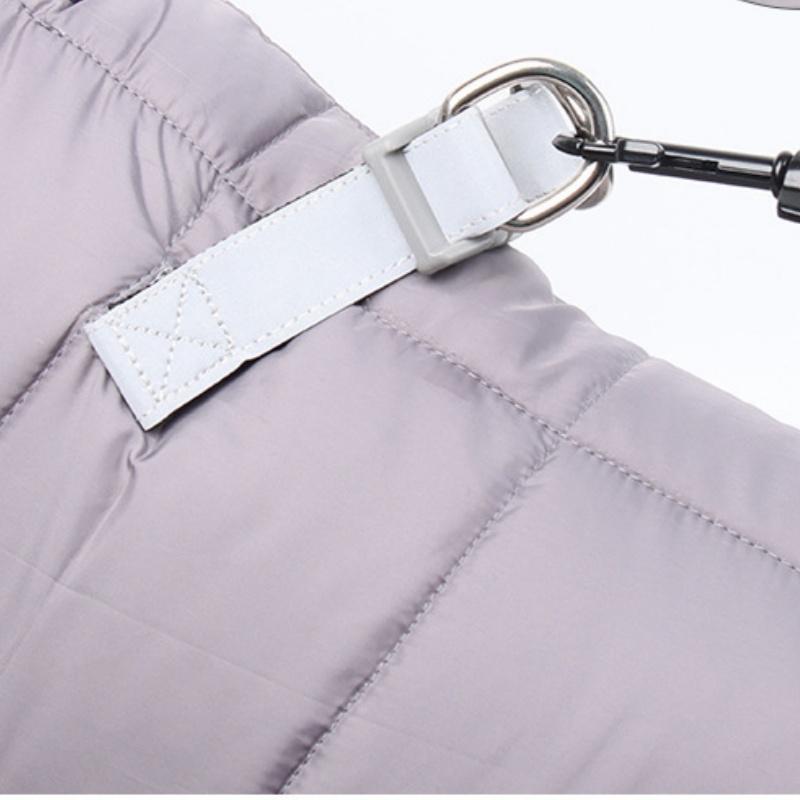 M Size Orange Winter Waterproof Dog 4 Leg Jumpsuit for Full Body Warmth - Reflective Windproof Pet Puffer Coat with Integrated Harness