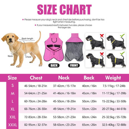 XL Size Rose Red Winter Waterproof Dog Puffer Vest with Adjustable Neckline / Belt and Leash Access - Reflective Long-Pile Fleece Lined Warm Cloak
