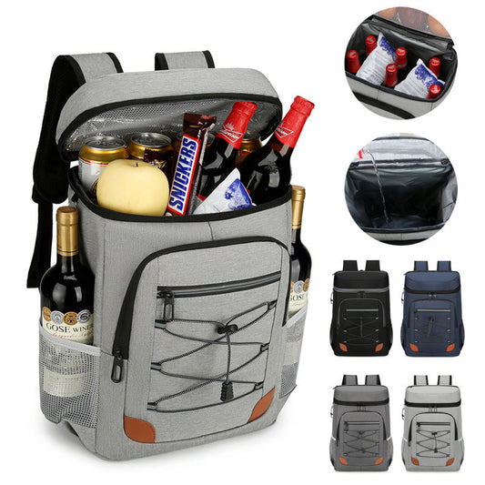 Light Grey 5.55 Gallons Large Insulated Picnic Backpack with Multi Pockets & Leak-Proof Interior - Multifunctional Waterproof Thermal Lunch Bag for Camping, Hiking & Outdoor Travel