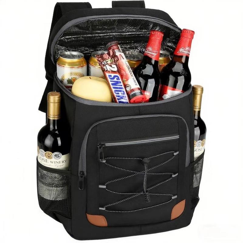Black 5.55 Gallons Large Insulated Picnic Backpack with Multi Pockets & Leak-Proof Interior - Multifunctional Waterproof Thermal Lunch Bag for Camping, Hiking & Outdoor Travel