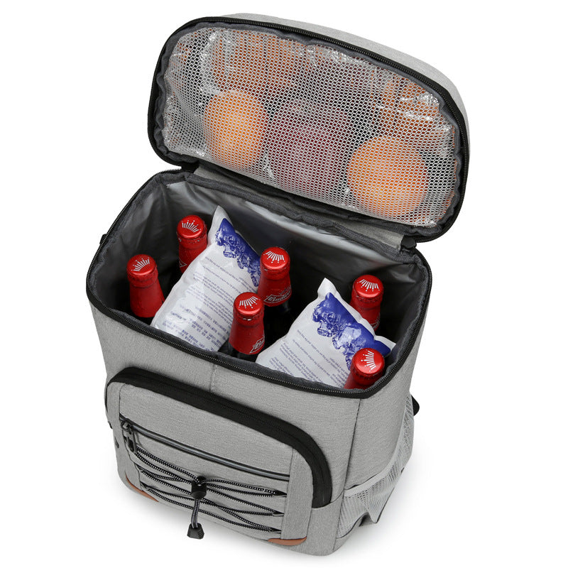 Dark Grey 5.55 Gallons Large Insulated Picnic Backpack with Multi Pockets & Leak-Proof Interior - Multifunctional Waterproof Thermal Lunch Bag for Camping, Hiking & Outdoor Travel