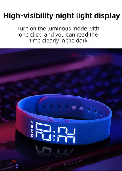 Black Silent Vibration Alarm Smart Silicone Wristband with 3-Alarm Settings - Discreet Wake-Up Device for Teens & Adults (Vertical version)
