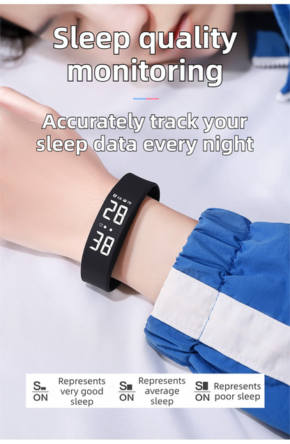 White Silent Vibration Alarm Smart Silicone Wristband with 3-Alarm Settings - Discreet Wake-Up Device for Teens & Adults (Horizontal version)
