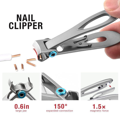 7-Piece Professional Ingrown Toenail Tool Kit - Stainless Steel Precision Pedicure Set with Black Eagle-Nose Clippers & Leather Storage Case