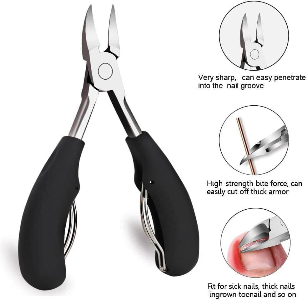 7-Piece Professional Ingrown Toenail Tool Kit - Stainless Steel Precision Pedicure Set with Red Eagle-Nose Clippers & Leather Storage Case