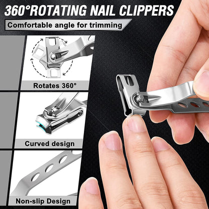 7-Piece Professional Ingrown Toenail Tool Kit - Stainless Steel Precision Pedicure Set with Red Eagle-Nose Clippers & Leather Storage Case