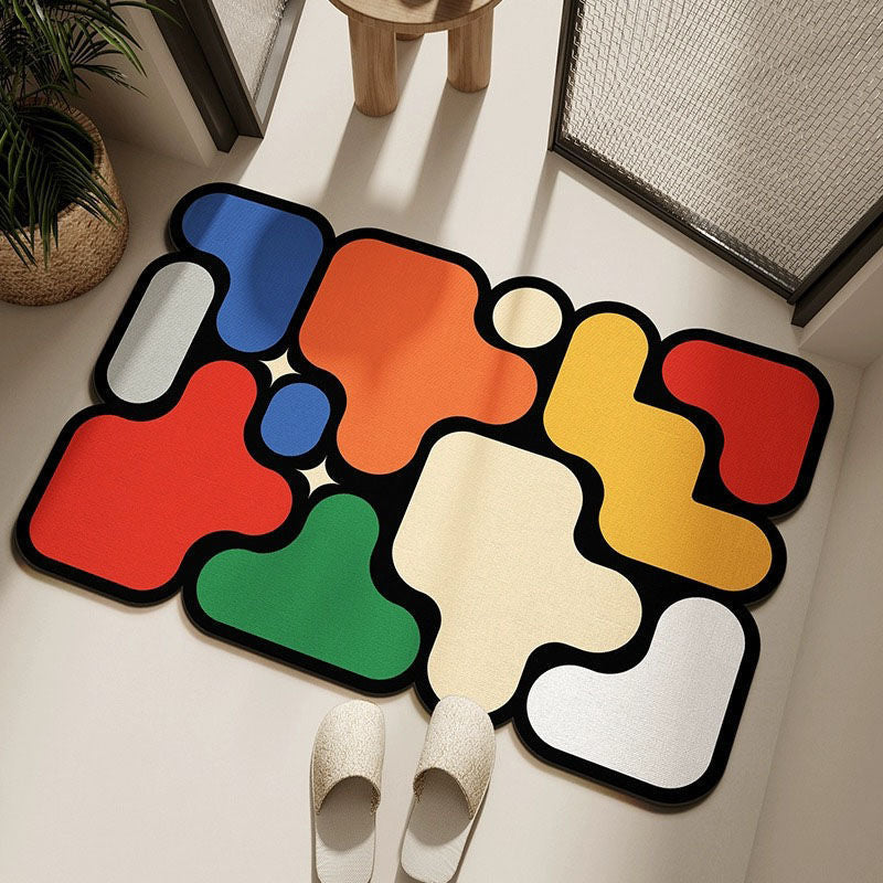 Ultra-Absorbent Instant Dry Diatom Mud Bathroom Mat (40 x 60 CM) - Puzzle Decor Anti-Slip Rubber Rug for Kitchen, Entryway & Shower(Style A)