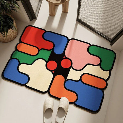 Ultra-Absorbent Instant Dry Diatom Mud Bathroom Mat (50 x 80 CM) - Puzzle Decor Anti-Slip Rubber Rug for Kitchen, Entryway & Shower(Style B)