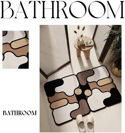 Ultra-Absorbent Instant Dry Diatom Mud Bathroom Mat (40 x 60 CM) - Puzzle Decor Anti-Slip Rubber Rug for Kitchen, Entryway & Shower(Green)