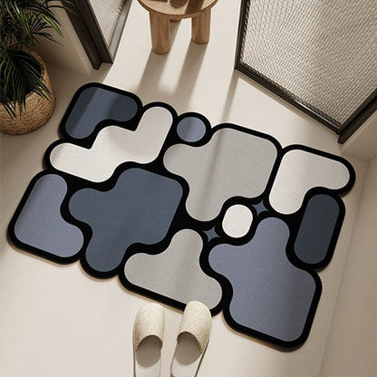 Ultra-Absorbent Instant Dry Diatom Mud Bathroom Mat (40 x 60 CM) - Puzzle Decor Anti-Slip Rubber Rug for Kitchen, Entryway & Shower(Grey and Purple)