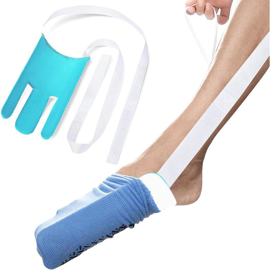Independent Living Three-Finger Sock Aid with Long Cords- Easy-On Sock Mobility Aid for Seniors & Limited Mobility