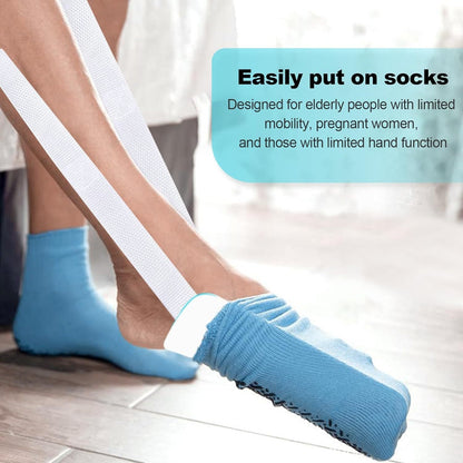 Independent Living Three-Finger Sock Aid with Long Cords- Easy-On Sock Mobility Aid for Seniors & Limited Mobility