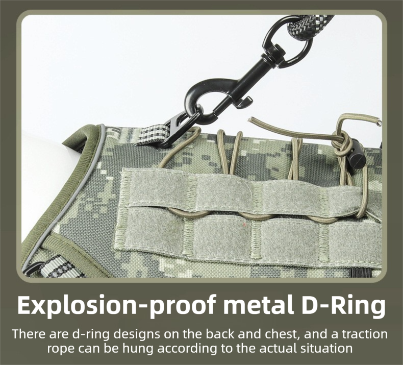 3-Piece Khaki Tactical Dog Harness Set (L Size) - Heavy Duty No-Pull Vest with Detachable Tactical Pouch & Climbing Rope Leash
