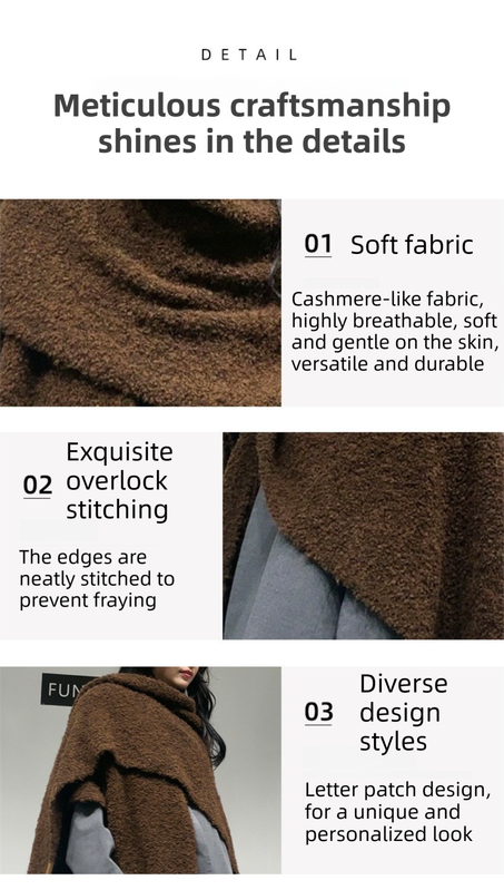 Brown Premium Knitted Wool Blend Poncho - Elegant Thickened Drape Shawl & Cape Cardigan Coat