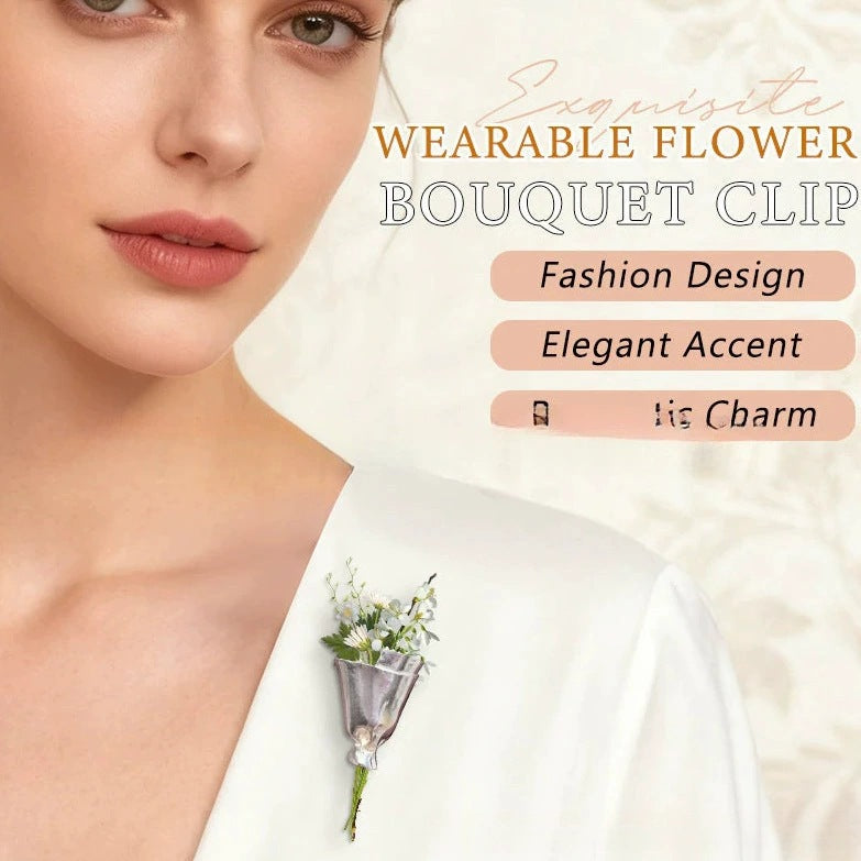 Floral Artistry Jewelry Set for Women - Handcrafted Floating Flower Vase Necklace & 2-Pack Wearable Mini Vase Bouquet Brooch (Flower Not Included)