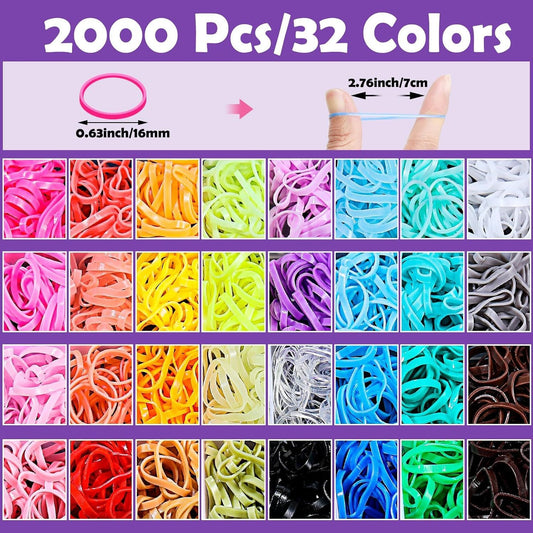 2000PCS Candy Macaron Soft Elastic Hair Ties (32-Color) + 11PCS Hair Styling Tools Set with Storage Case for Toddlers & Girls