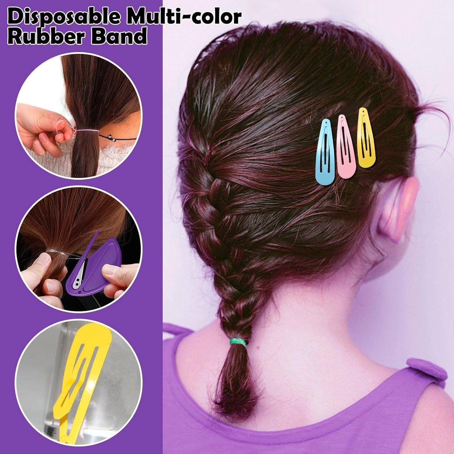2000PCS Candy Macaron Soft Elastic Hair Ties (32-Color) + 11PCS Hair Styling Tools Set with Storage Case for Toddlers & Girls
