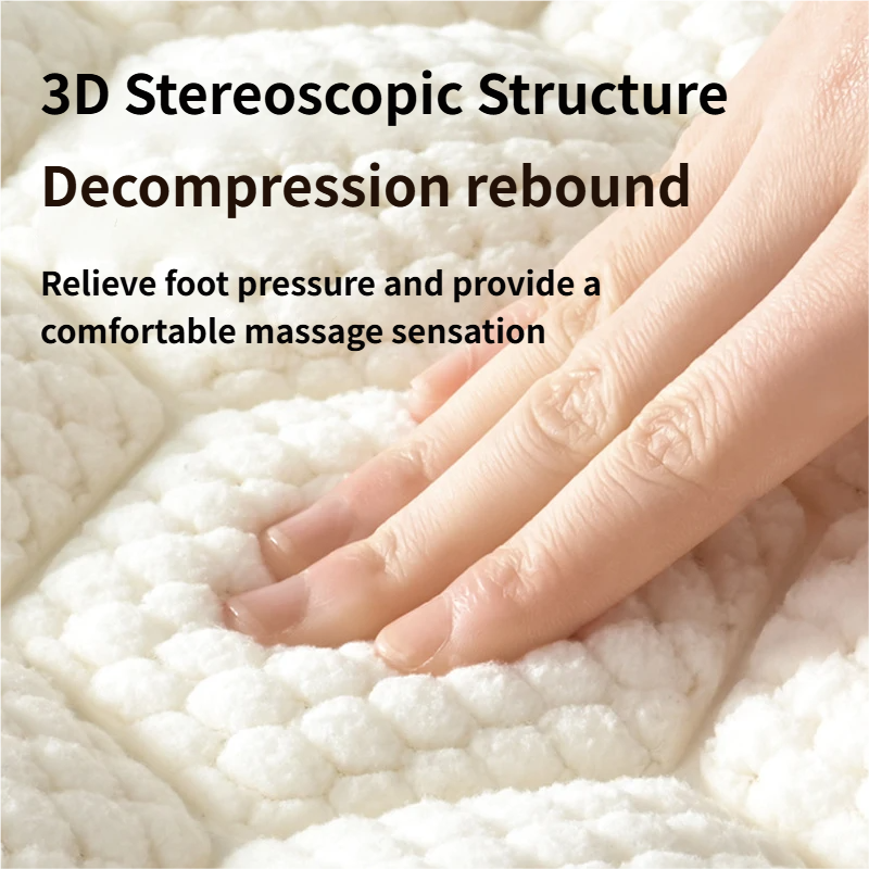 White 3D Honeycomb Textured High-Elastic Memory Foam Bathroom Mat (40 x 60 CM) - Ultra Absorbent Quick-Dry Thickened Door Mat