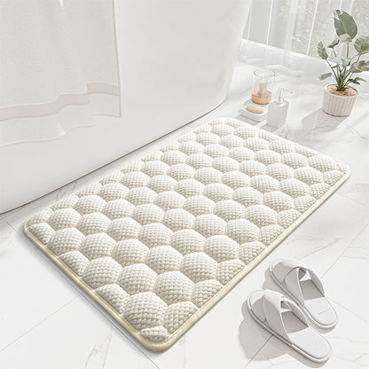 White 3D Honeycomb Textured High-Elastic Memory Foam Bathroom Mat (50 x 80 CM) - Ultra Absorbent Quick-Dry Thickened Door Mat