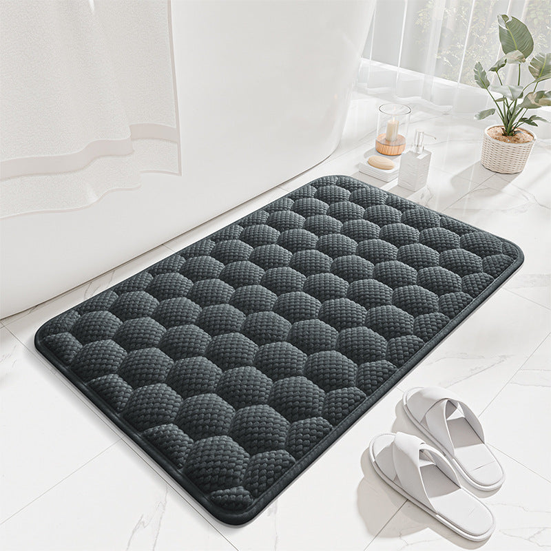 White 3D Honeycomb Textured High-Elastic Memory Foam Bathroom Mat (50 x 80 CM) - Ultra Absorbent Quick-Dry Thickened Door Mat