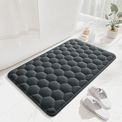 White 3D Honeycomb Textured High-Elastic Memory Foam Bathroom Mat (50 x 80 CM) - Ultra Absorbent Quick-Dry Thickened Door Mat