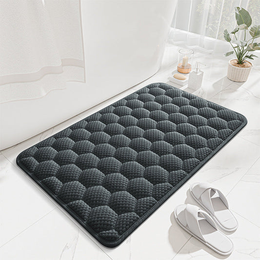 White 3D Honeycomb Textured High-Elastic Memory Foam Bathroom Mat (50 x 80 CM) - Ultra Absorbent Quick-Dry Thickened Door Mat