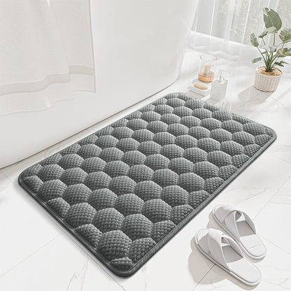 Light Grey 3D Honeycomb Textured High-Elastic Memory Foam Bathroom Mat (50 x 80 CM) - Ultra Absorbent Quick-Dry Thickened Door Mat
