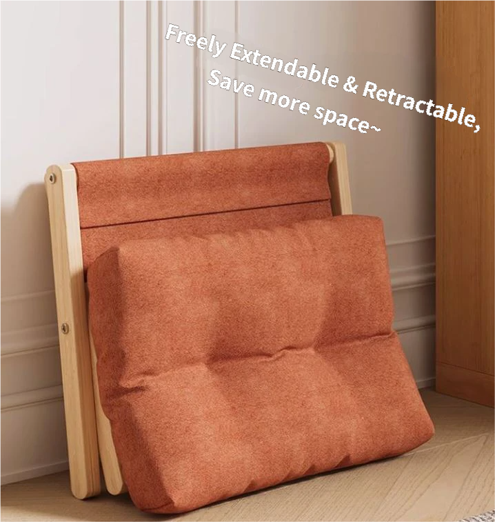 Brown Foldable Ottoman & Padded Footstool with Velcro Stability - Cotton Linen Portable Office Leg Rest & Entryway Shoe Stool