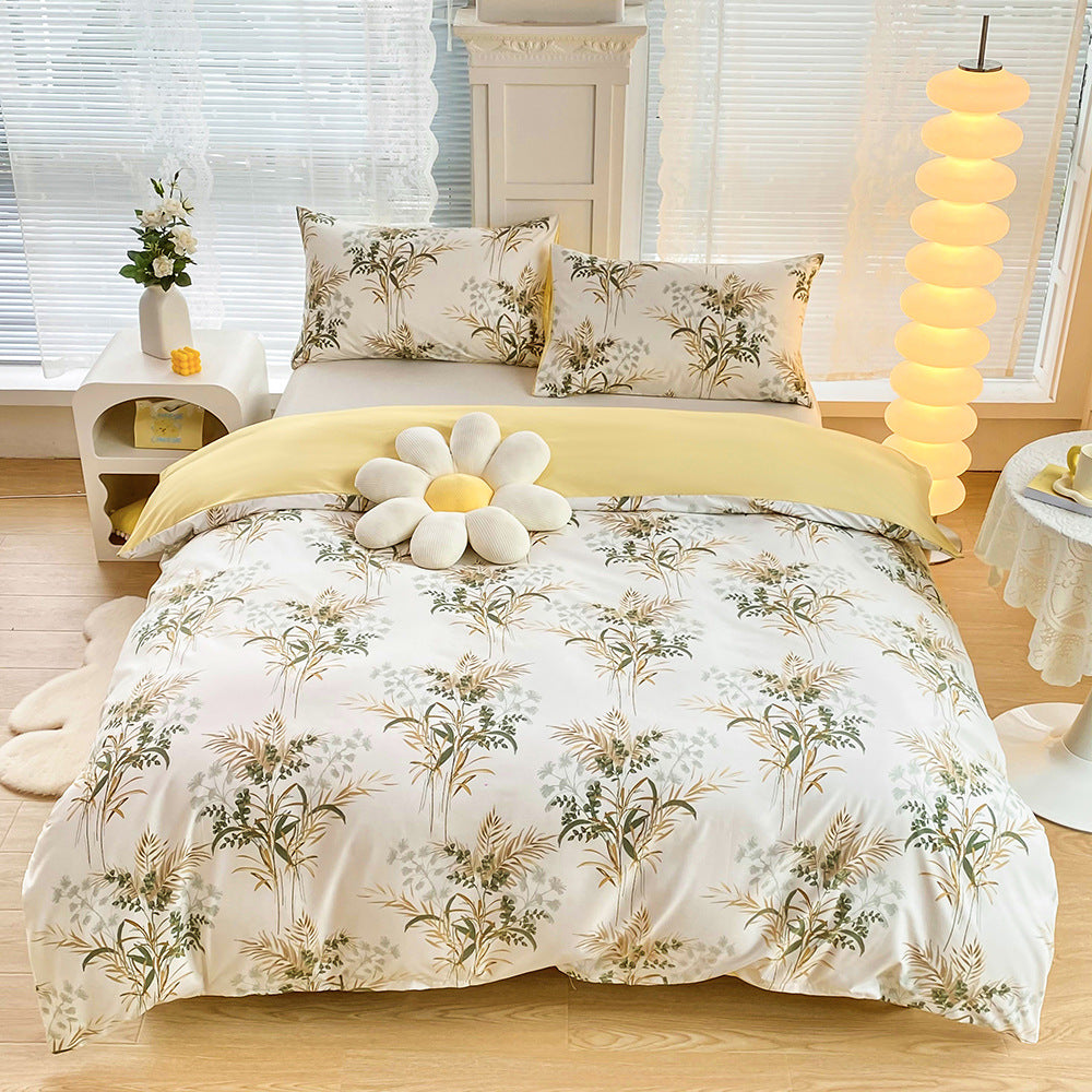 4-Piece Elegant Pink Bouquet Printed Soft-Touch Brushed Bedding Set for 1.5M Bed: 175 x 220 CM Duvet Cover, 150 x 200 (+25) CM Deep Pocket Fitted Sheet & 2PC 50 x 75 CM Pillowcases