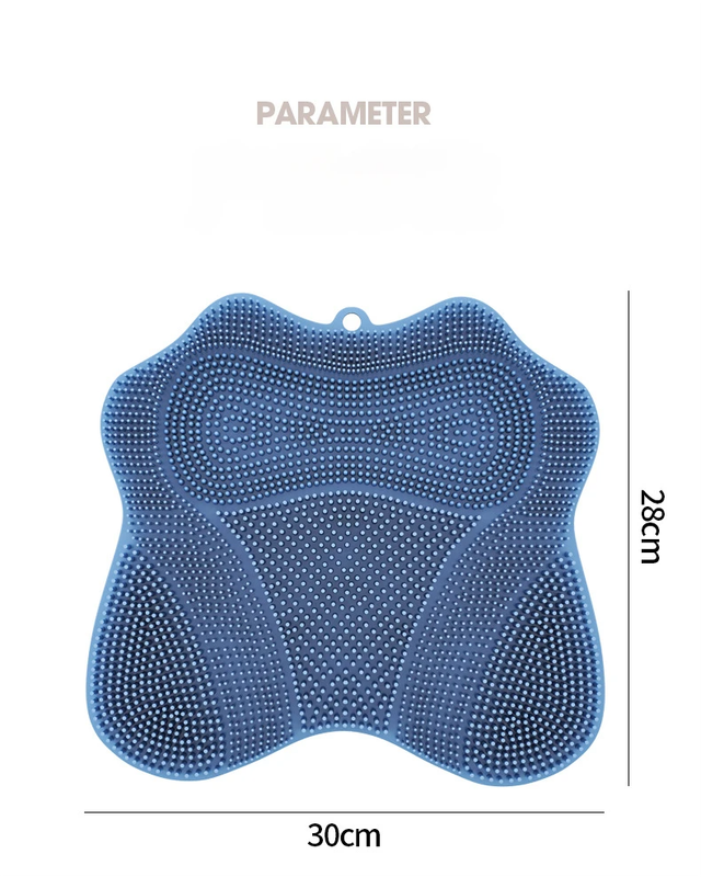 Blue 3D Butterfly Silicone Bath Massage Mat with Suction Cup & Dual-Zone Massage Bristles - Exfoliating Back Scrubber & Foot Deep Cleaner