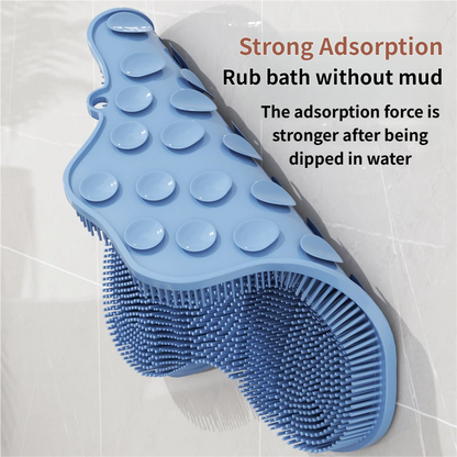 Pink 3D Butterfly Silicone Bath Massage Mat with Suction Cup & Dual-Zone Massage Bristles - Exfoliating Back Scrubber & Foot Deep Cleaner