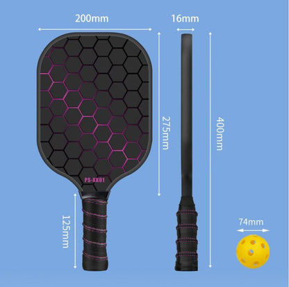 Black and Pink Lightweight Fiberglass Pickleball Paddle Set - 2 High-Rebound Rackets with PU Comfort Grip, 4 Balls and Carry Bag for Outdoor Play