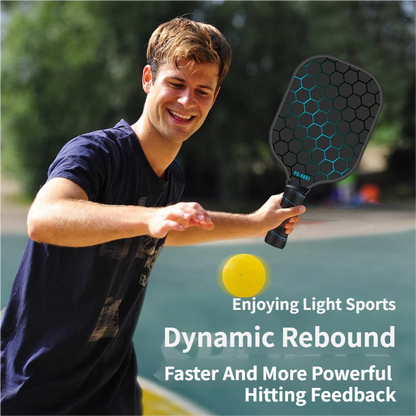 Black and Yellow Lightweight Fiberglass Pickleball Paddle Set - 2 High-Rebound Rackets with PU Comfort Grip, 4 Balls and Carry Bag for Outdoor Play