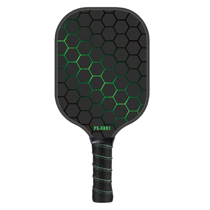 Black and Green Fiberglass Pickleball Paddle - 220g Lightweight Racket with Breathable PU Comfort Grip and Oversized Sweet Spot for Outdoor Play