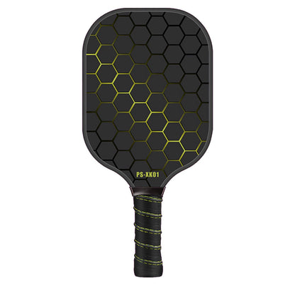Black and Yellow Fiberglass Pickleball Paddle - 220g Lightweight Racket with Breathable PU Comfort Grip and Oversized Sweet Spot for Outdoor Play