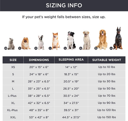 Beige Waterproof Egg-Crate Foam Therapeutic Pet Sofa Bed and Fleece Lounge (XL Size 110 x 82 x 17 CM) - Low Entry, High Bolster Support & Zipper Removable Cover