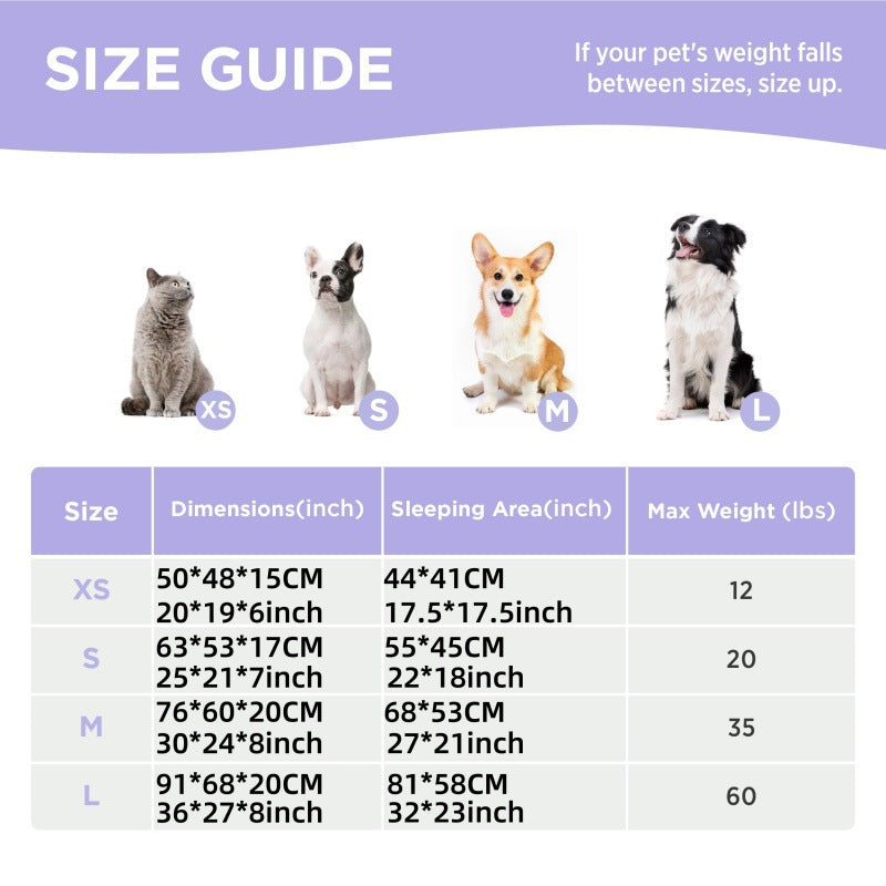 76x60x20 CM Cute Square Plush Pet Bed with Removable Cover & 5 Bolsters Support - Green Daisies Machine Washable Calming Dog & Cat Sofa
