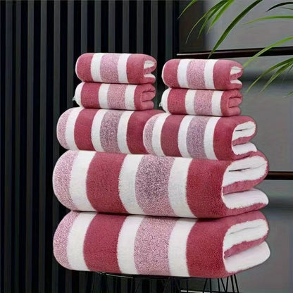 8-Piece Red Luxury Coral Fleece Towel & Bath Sheet Set - Ultra-Soft High-Density Absorbent Towels Complete Bundle